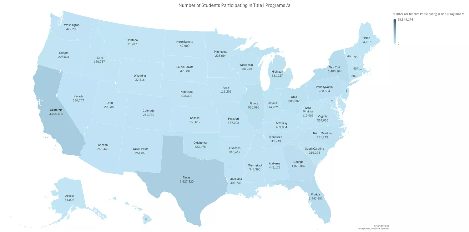 A Map Showing How Title I Funds Impact each U.S. State