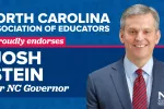 North Carolina Association of Educators proudly endorses Josh Stein for NC Governor. Image of AG Josh Stein.